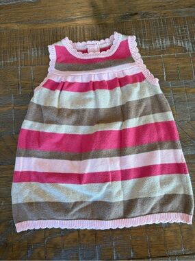Gymboree Michevious MonkeySleeveless Knit Dress, Light/Hot Pink & Brown Stripe